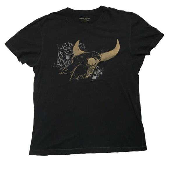 Banana Republic Tops - Banana Republic T-Shirt Short Sleeve Bull Graphic Tee Cotton‎ Men's M Black Gold